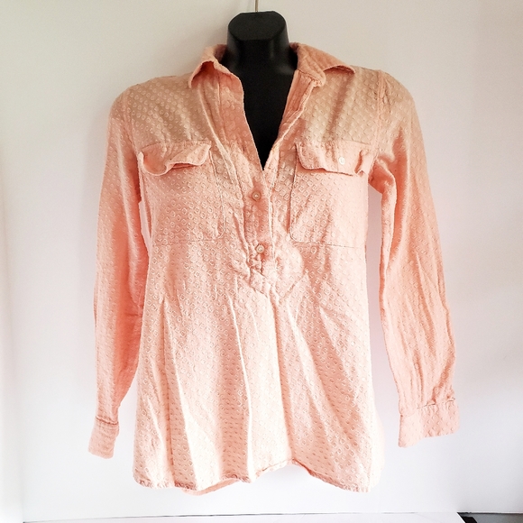 MADEWELL Market Popover Peach Swiss Dot Top XS - Picture 5 of 9